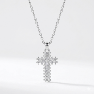 collana croce strass argentata