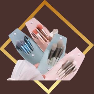 Pennelli trucco mini, set 8 pz. con custodia verde acqua