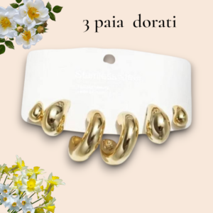 Orecchini set da 3 assortiti dorati